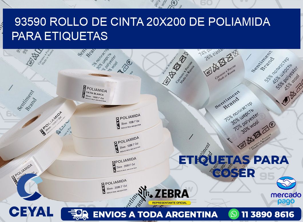 93590 ROLLO DE CINTA 20X200 DE POLIAMIDA PARA ETIQUETAS