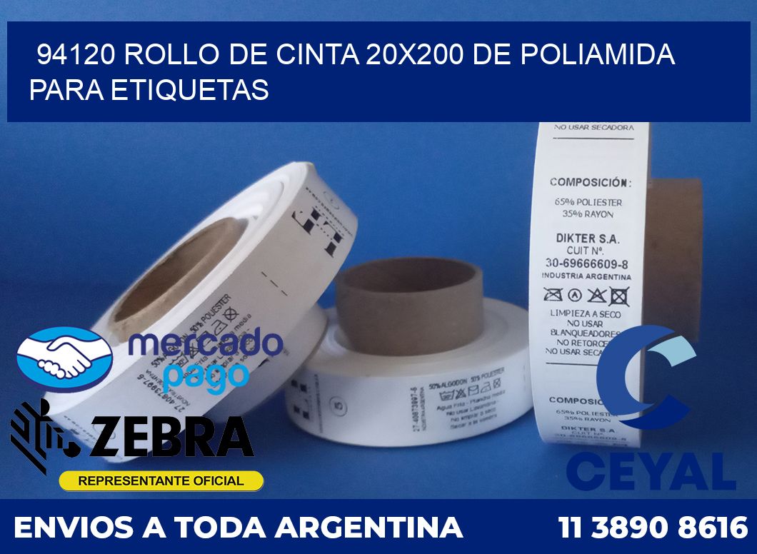 94120 ROLLO DE CINTA 20X200 DE POLIAMIDA PARA ETIQUETAS