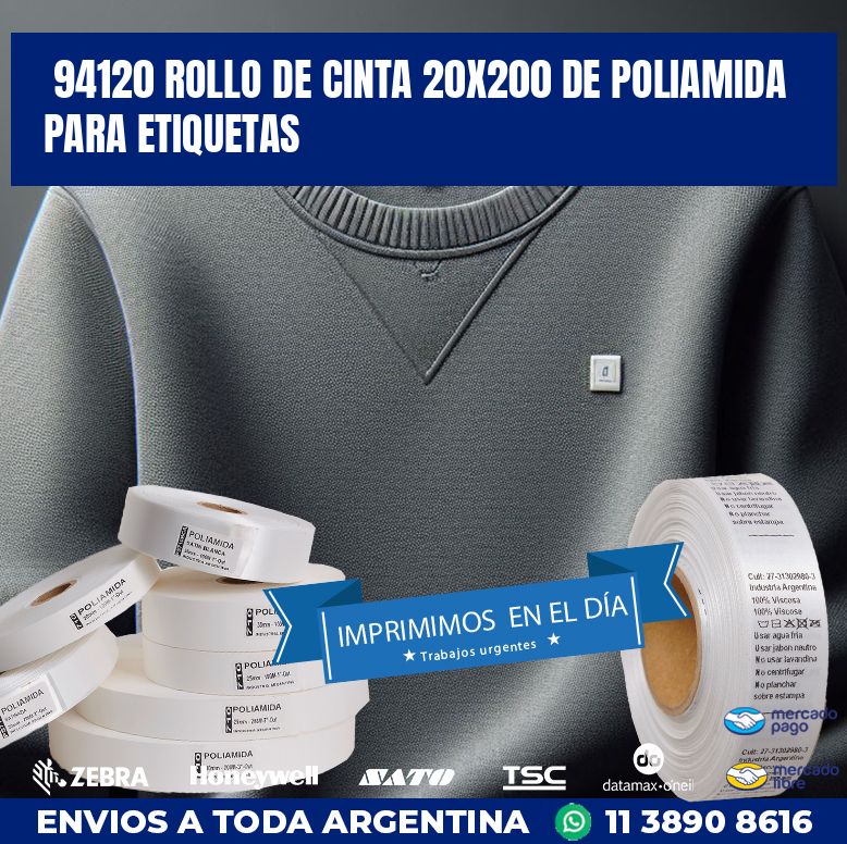 94120 ROLLO DE CINTA 20X200 DE POLIAMIDA PARA ETIQUETAS