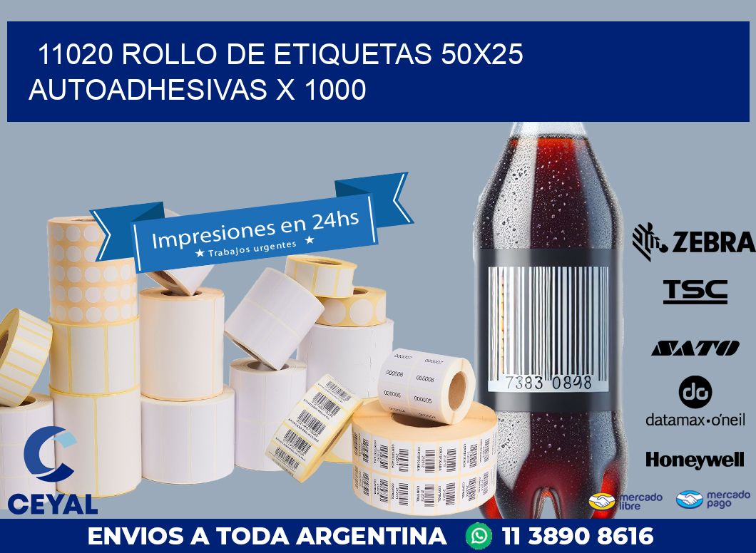 11020 ROLLO DE ETIQUETAS 50X25 AUTOADHESIVAS X 1000