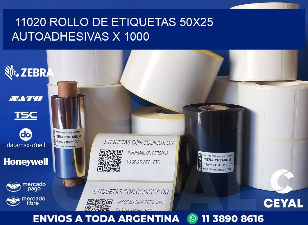 11020 ROLLO DE ETIQUETAS 50X25 AUTOADHESIVAS X 1000