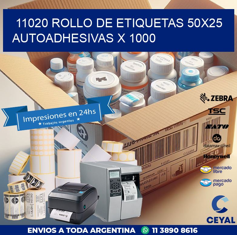 11020 ROLLO DE ETIQUETAS 50X25 AUTOADHESIVAS X 1000