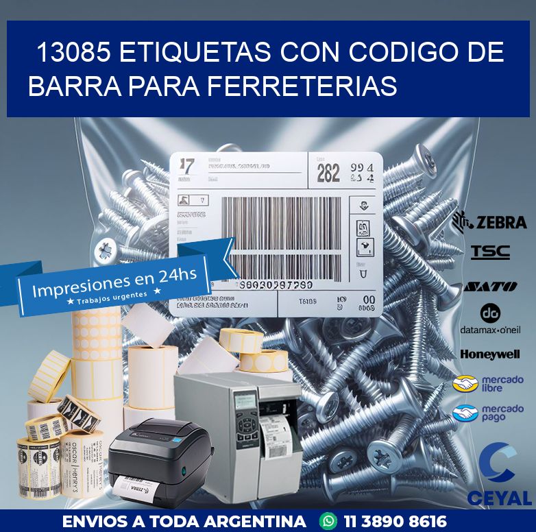 13085 ETIQUETAS CON CODIGO DE BARRA PARA FERRETERIAS