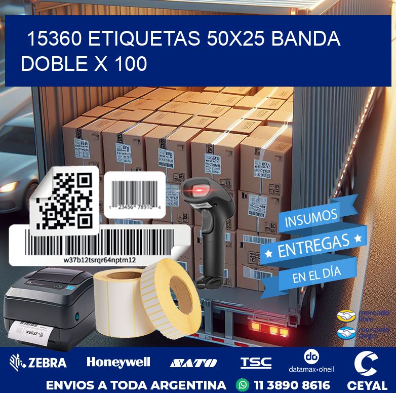15360 ETIQUETAS 50X25 BANDA DOBLE X 100