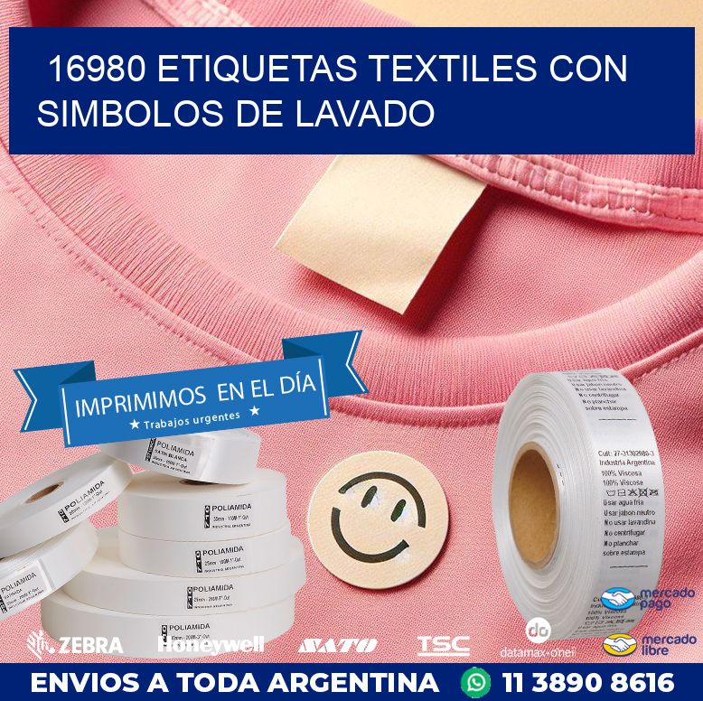 16980 ETIQUETAS TEXTILES CON SIMBOLOS DE LAVADO