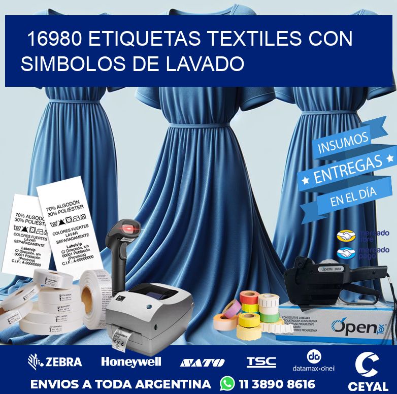 16980 ETIQUETAS TEXTILES CON SIMBOLOS DE LAVADO
