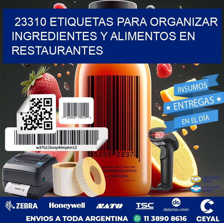23310 ETIQUETAS PARA ORGANIZAR INGREDIENTES Y ALIMENTOS EN RESTAURANTES