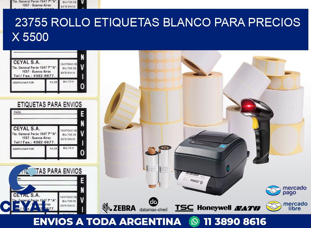 23755 ROLLO ETIQUETAS BLANCO PARA PRECIOS X 5500