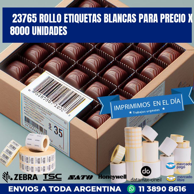23765 ROLLO ETIQUETAS BLANCAS PARA PRECIO X 8000 UNIDADES
