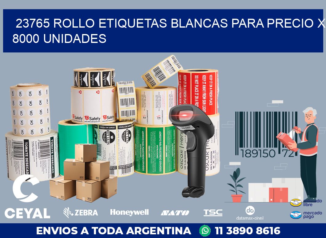 23765 ROLLO ETIQUETAS BLANCAS PARA PRECIO X 8000 UNIDADES