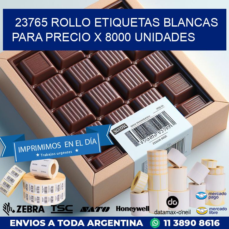 23765 ROLLO ETIQUETAS BLANCAS PARA PRECIO X 8000 UNIDADES