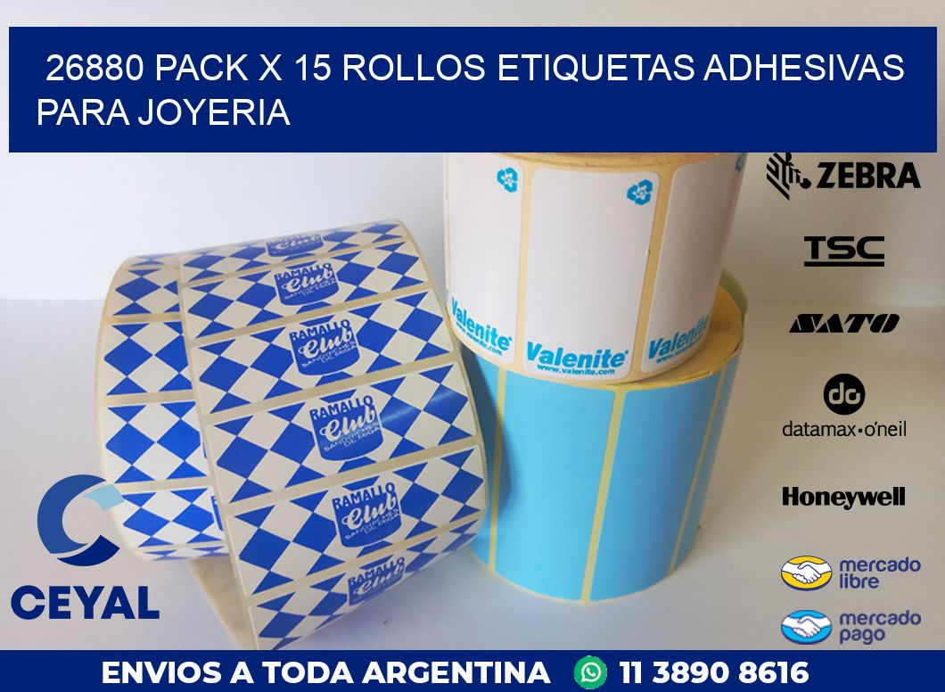 26880 PACK X 15 ROLLOS ETIQUETAS ADHESIVAS PARA JOYERIA