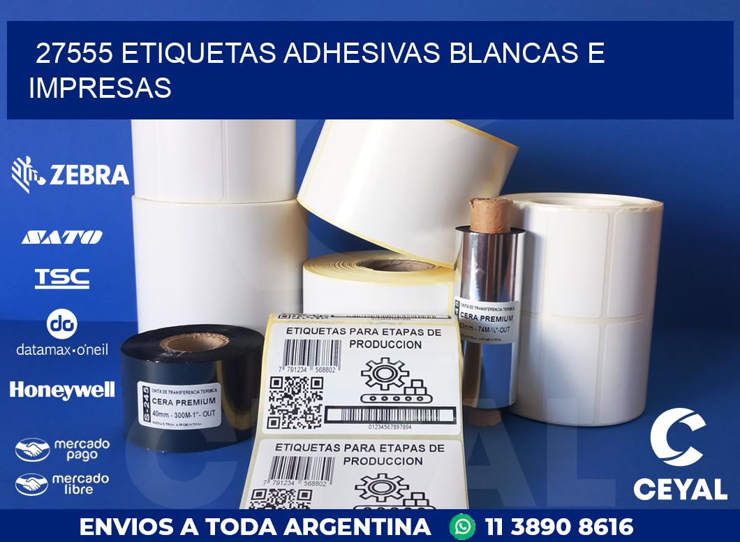 27555 ETIQUETAS ADHESIVAS BLANCAS E IMPRESAS