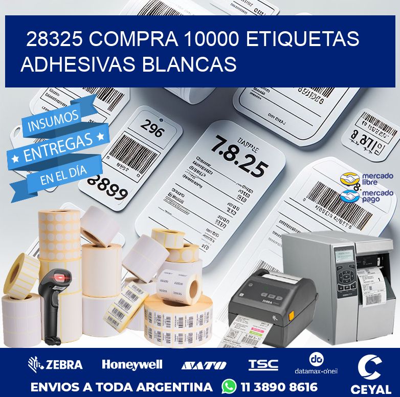28325 COMPRA 10000 ETIQUETAS ADHESIVAS BLANCAS