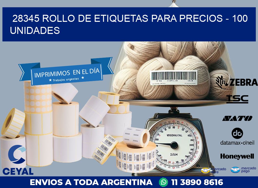 28345 ROLLO DE ETIQUETAS PARA PRECIOS – 100 UNIDADES
