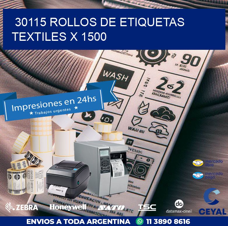 30115 ROLLOS DE ETIQUETAS TEXTILES X 1500