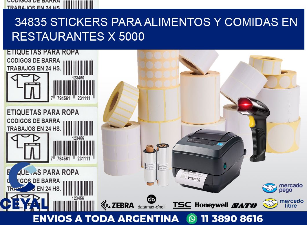 34835 STICKERS PARA ALIMENTOS Y COMIDAS EN RESTAURANTES X 5000