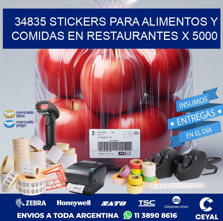 34835 STICKERS PARA ALIMENTOS Y COMIDAS EN RESTAURANTES X 5000