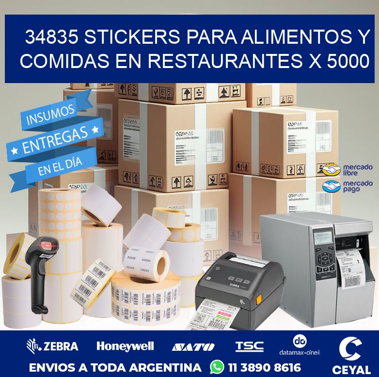 34835 STICKERS PARA ALIMENTOS Y COMIDAS EN RESTAURANTES X 5000
