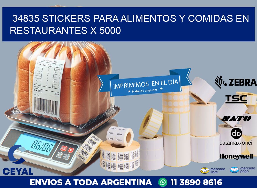 34835 STICKERS PARA ALIMENTOS Y COMIDAS EN RESTAURANTES X 5000