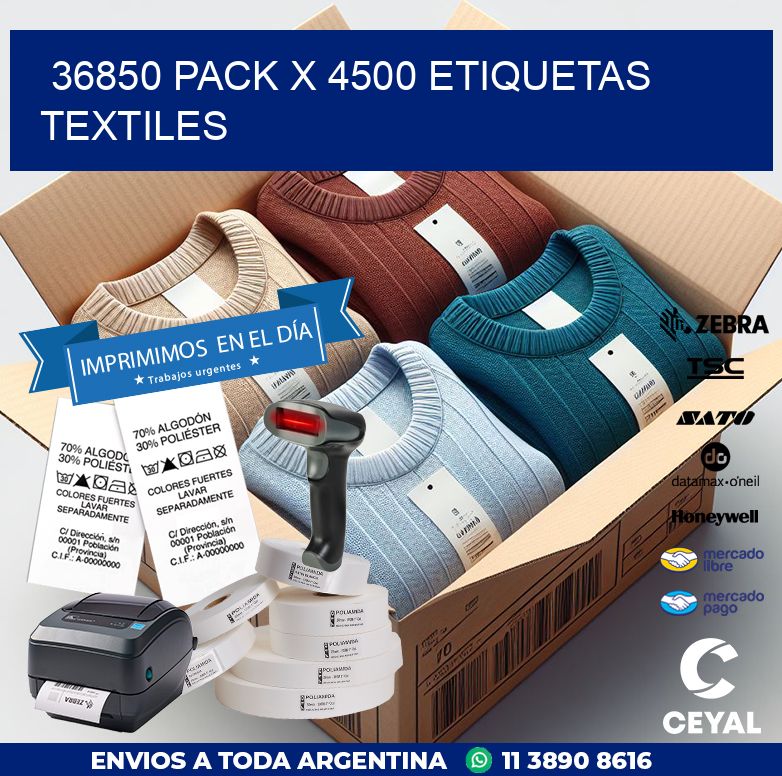 36850 PACK X 4500 ETIQUETAS TEXTILES