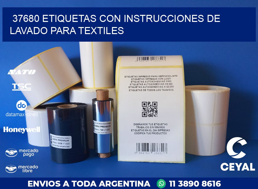 37680 ETIQUETAS CON INSTRUCCIONES DE LAVADO PARA TEXTILES