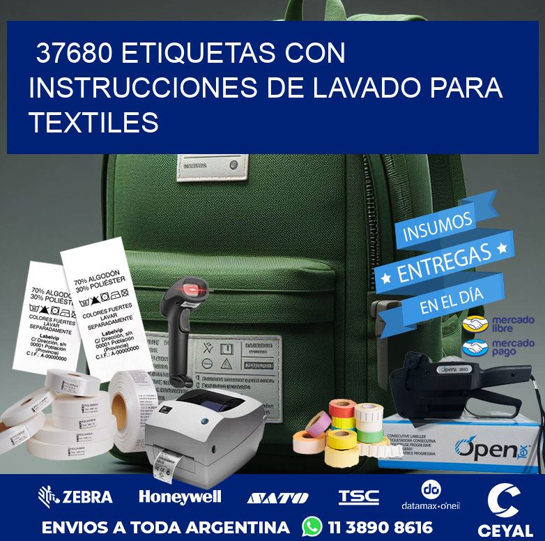 37680 ETIQUETAS CON INSTRUCCIONES DE LAVADO PARA TEXTILES