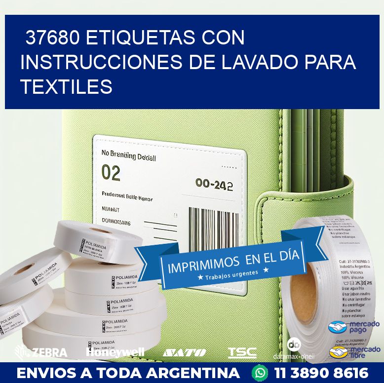 37680 ETIQUETAS CON INSTRUCCIONES DE LAVADO PARA TEXTILES
