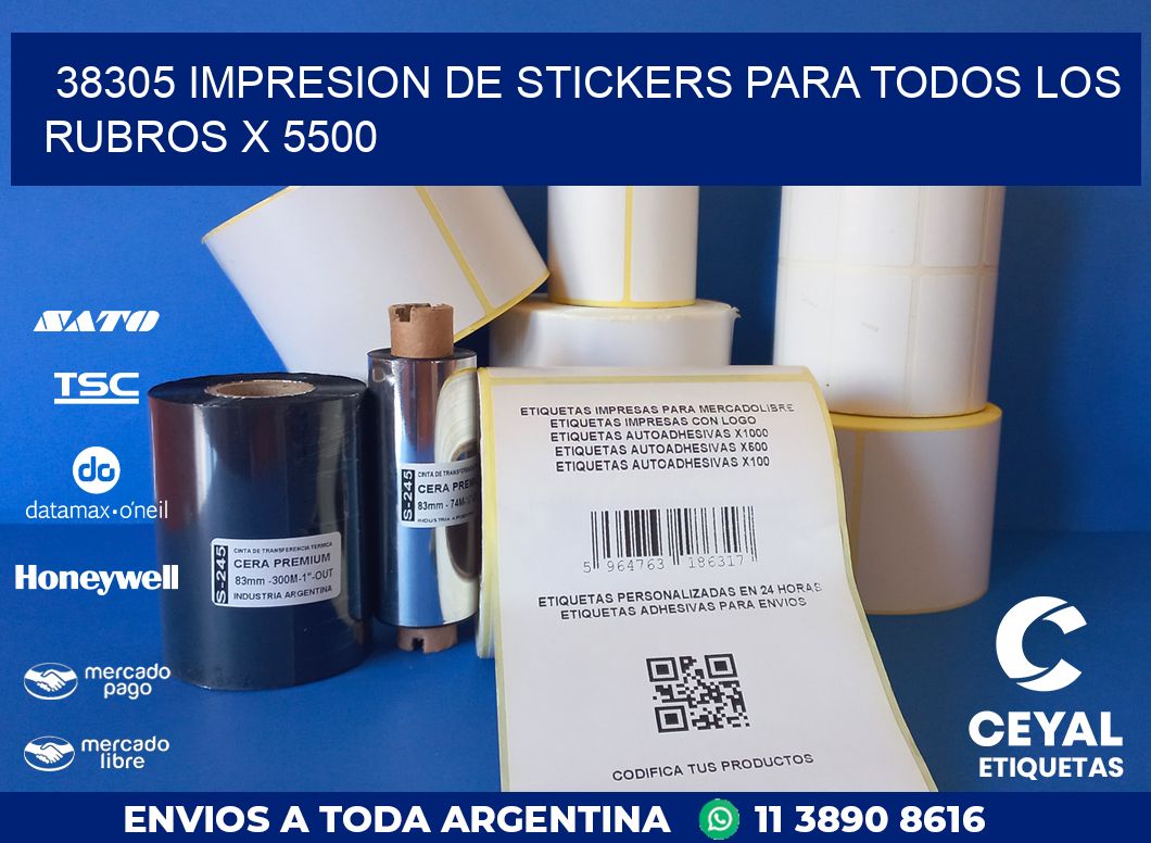 38305 IMPRESION DE STICKERS PARA TODOS LOS RUBROS X 5500