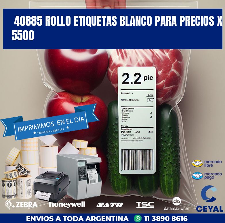 40885 ROLLO ETIQUETAS BLANCO PARA PRECIOS X 5500
