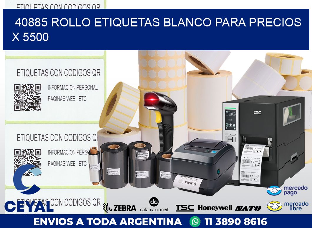 40885 ROLLO ETIQUETAS BLANCO PARA PRECIOS X 5500