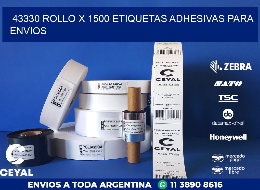 43330 ROLLO X 1500 ETIQUETAS ADHESIVAS PARA ENVIOS