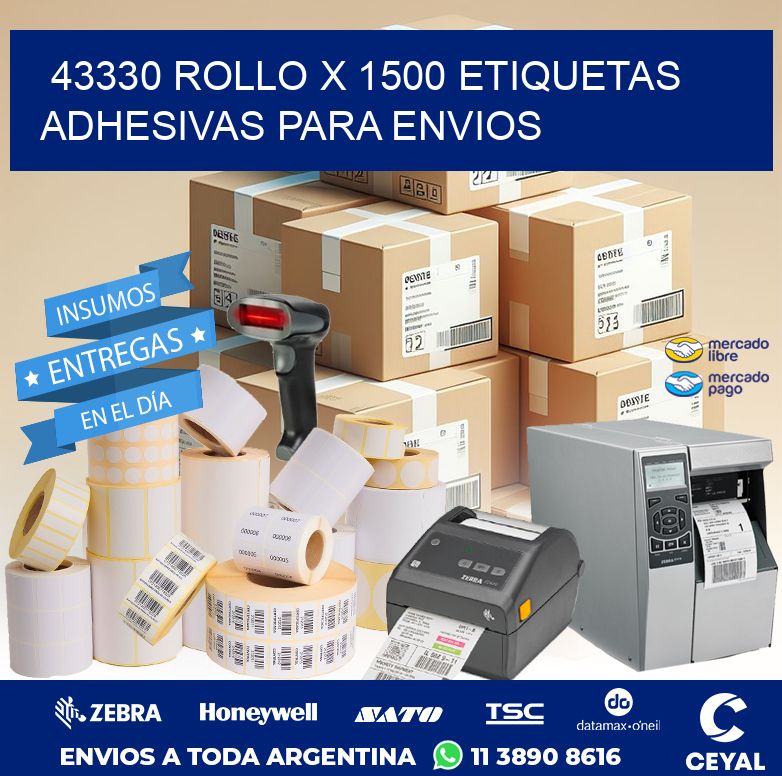 43330 ROLLO X 1500 ETIQUETAS ADHESIVAS PARA ENVIOS