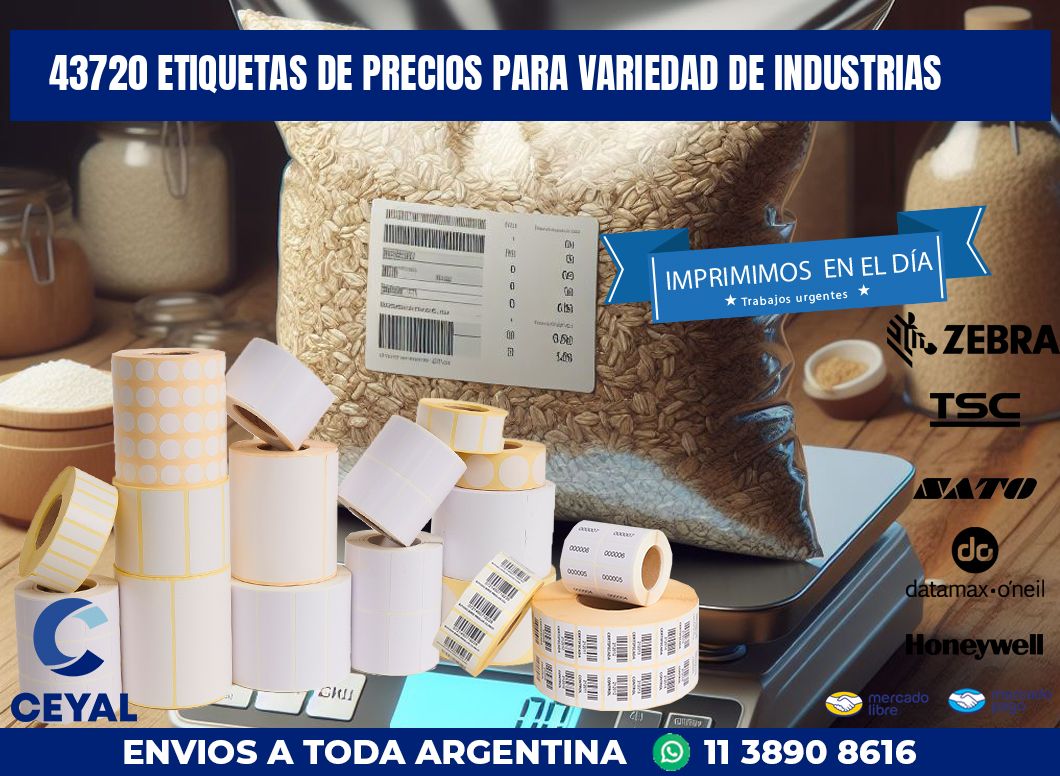 43720 ETIQUETAS DE PRECIOS PARA VARIEDAD DE INDUSTRIAS