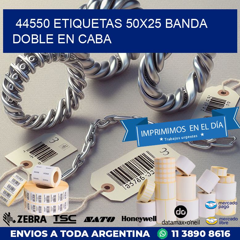 44550 ETIQUETAS 50X25 BANDA DOBLE EN CABA