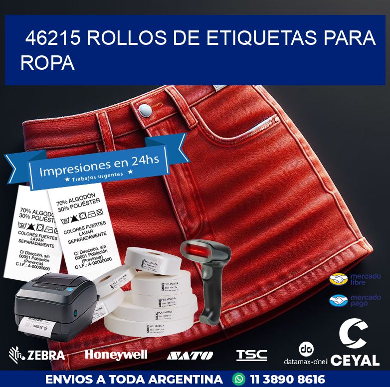 46215 ROLLOS DE ETIQUETAS PARA ROPA