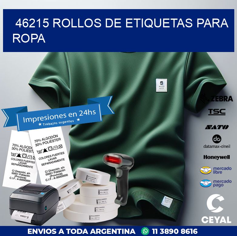 46215 ROLLOS DE ETIQUETAS PARA ROPA