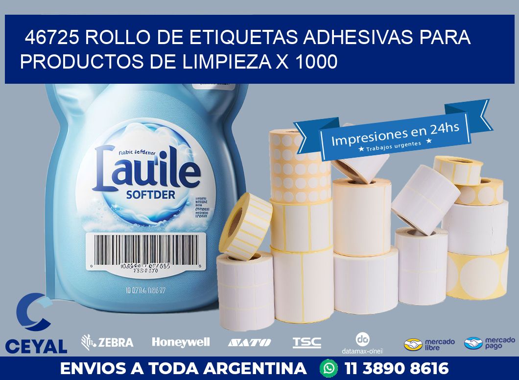 46725 ROLLO DE ETIQUETAS ADHESIVAS PARA PRODUCTOS DE LIMPIEZA X 1000