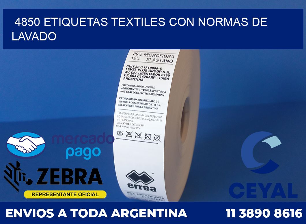 4850 ETIQUETAS TEXTILES CON NORMAS DE LAVADO