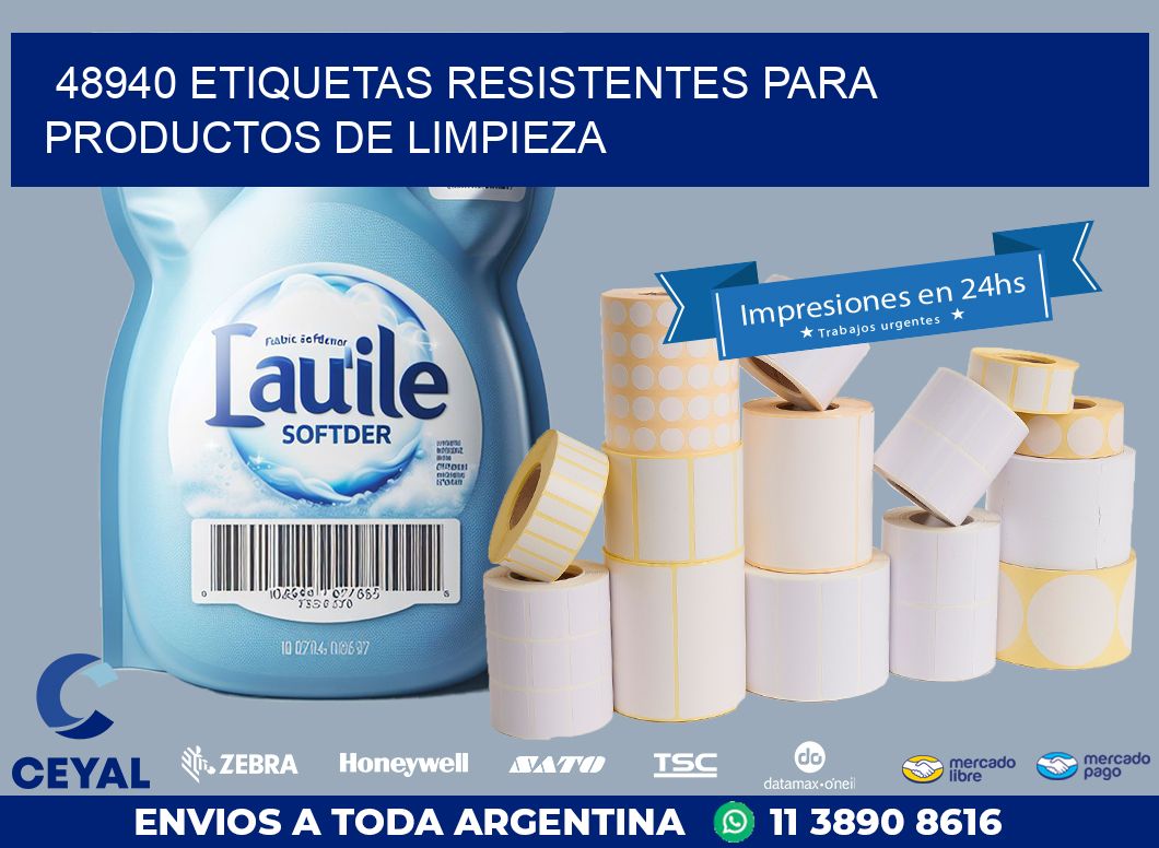 48940 ETIQUETAS RESISTENTES PARA PRODUCTOS DE LIMPIEZA