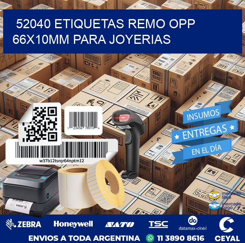 52040 ETIQUETAS REMO OPP 66X10MM PARA JOYERIAS