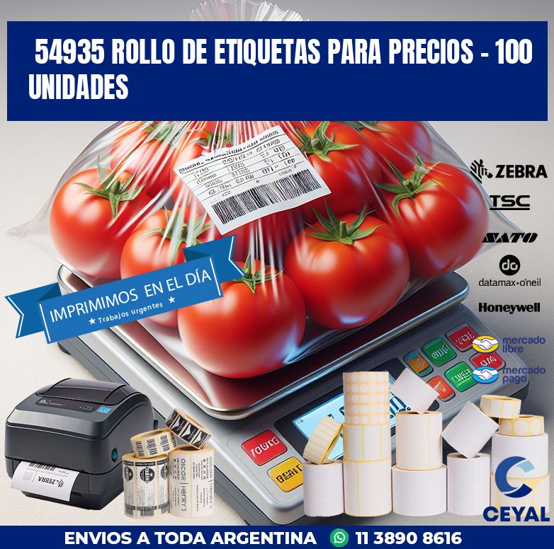 54935 ROLLO DE ETIQUETAS PARA PRECIOS - 100 UNIDADES