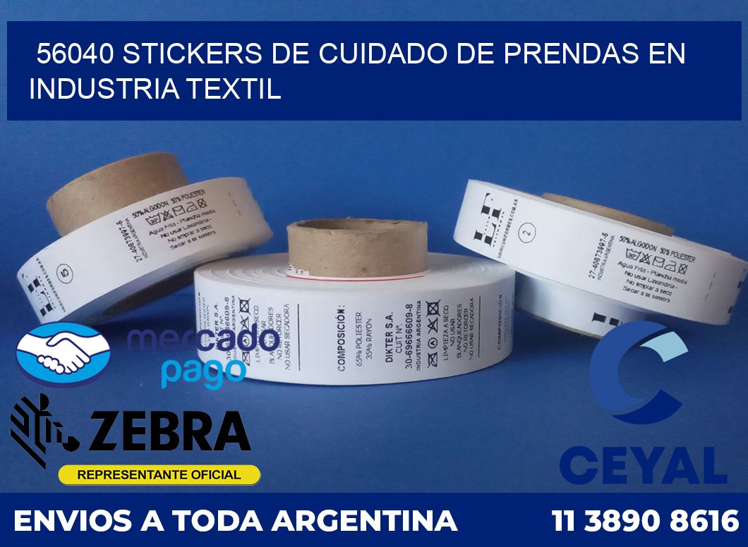 56040 STICKERS DE CUIDADO DE PRENDAS EN INDUSTRIA TEXTIL