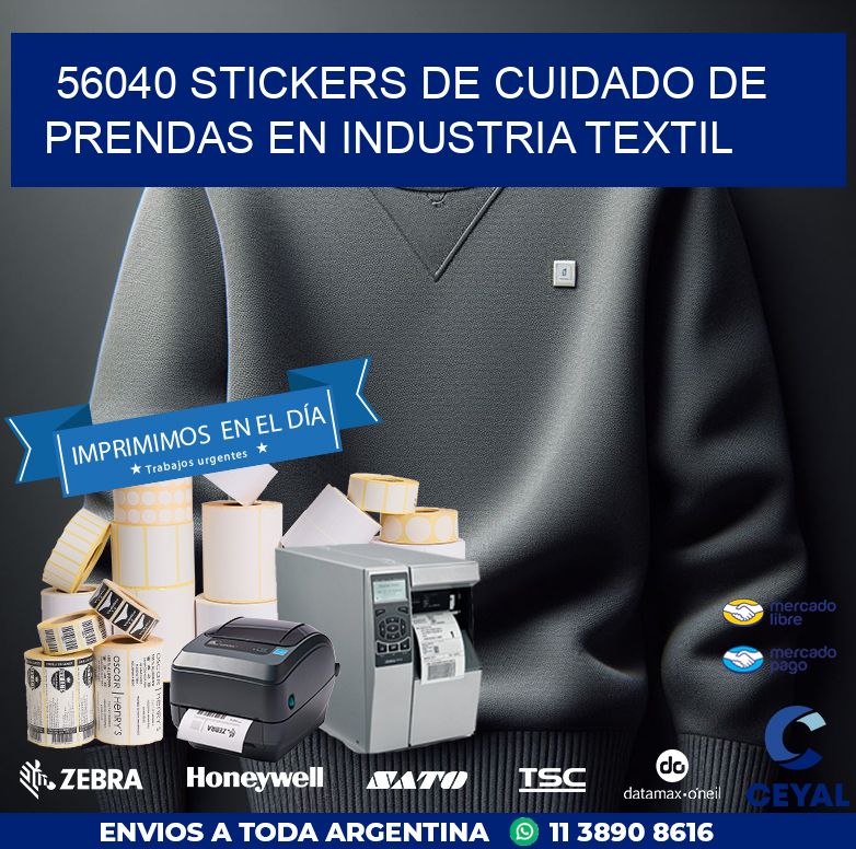 56040 STICKERS DE CUIDADO DE PRENDAS EN INDUSTRIA TEXTIL