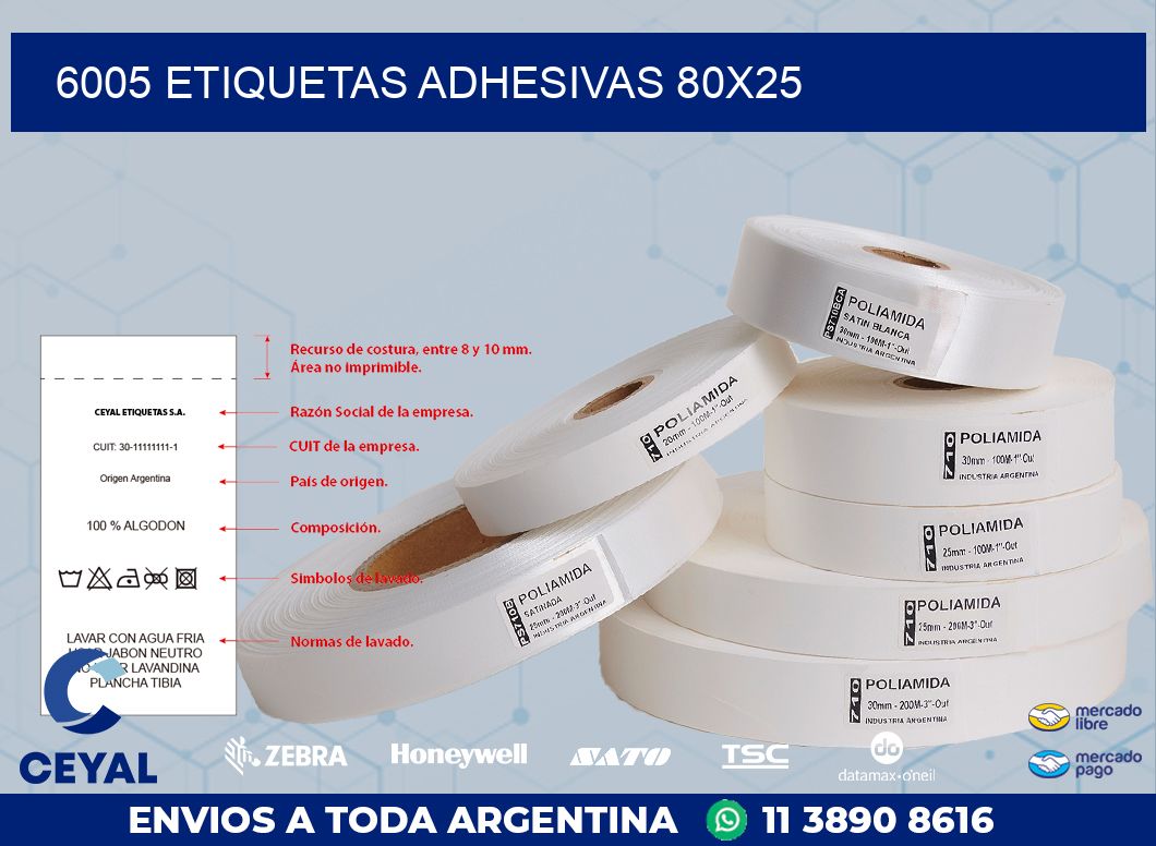 6005 ETIQUETAS ADHESIVAS 80X25