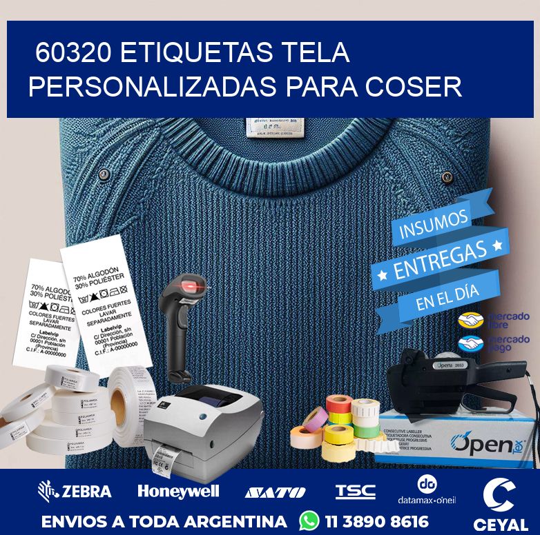 60320 ETIQUETAS TELA PERSONALIZADAS PARA COSER