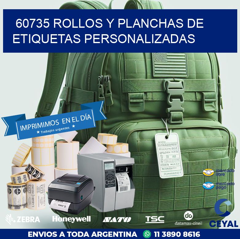 60735 ROLLOS Y PLANCHAS DE ETIQUETAS PERSONALIZADAS