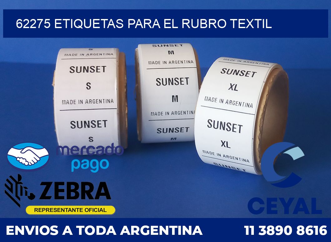 62275 ETIQUETAS PARA EL RUBRO TEXTIL