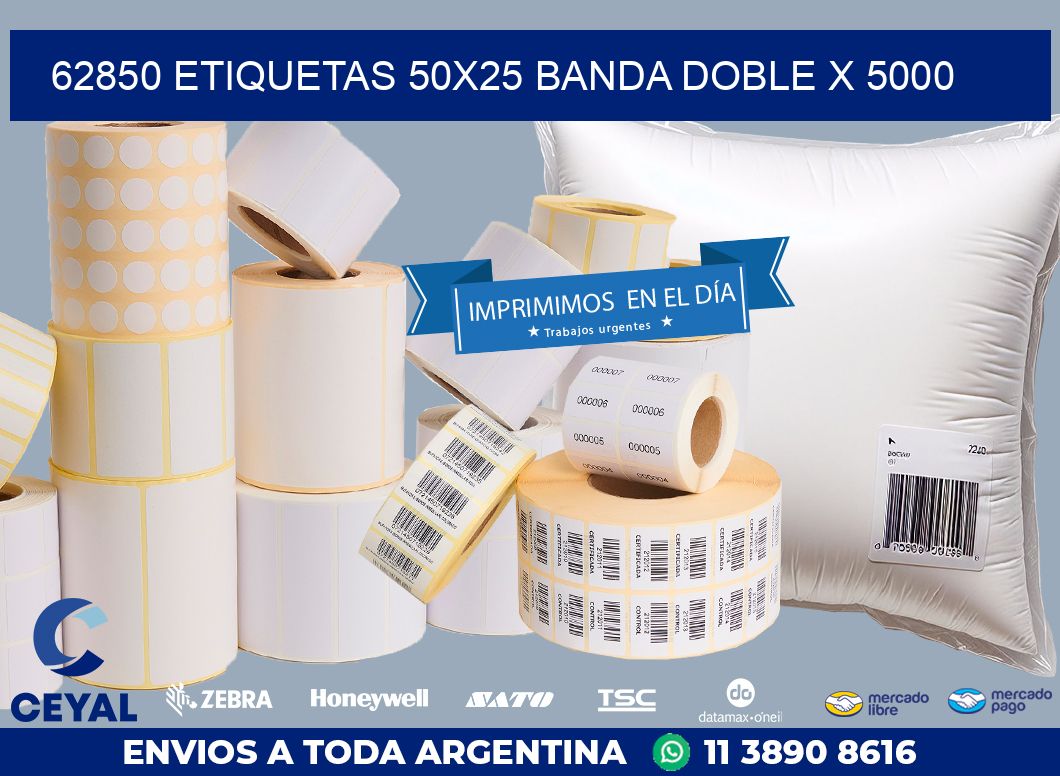 62850 ETIQUETAS 50X25 BANDA DOBLE X 5000