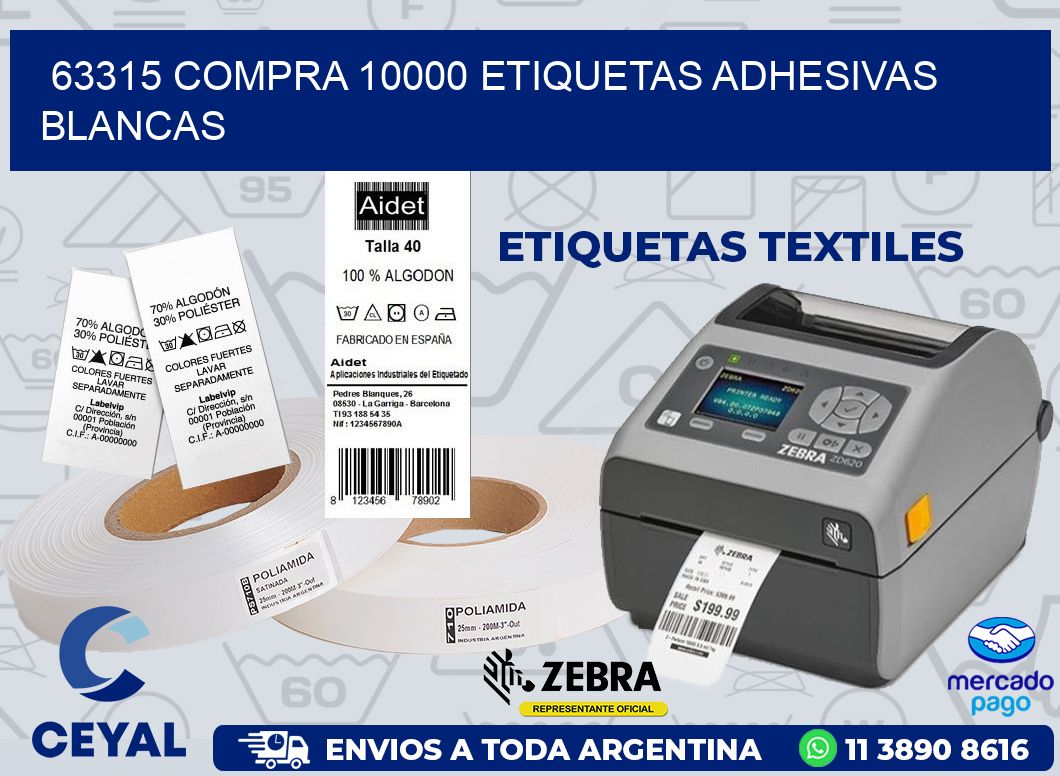 63315 COMPRA 10000 ETIQUETAS ADHESIVAS BLANCAS